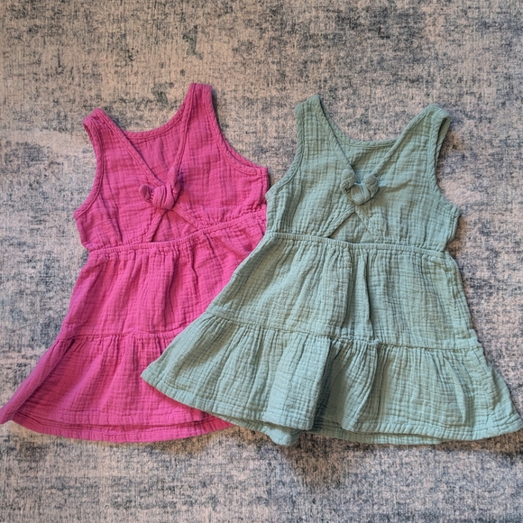 [SET OF 2] NWOT gauze dresses bow back with diaper covers - Picture 2 of 6